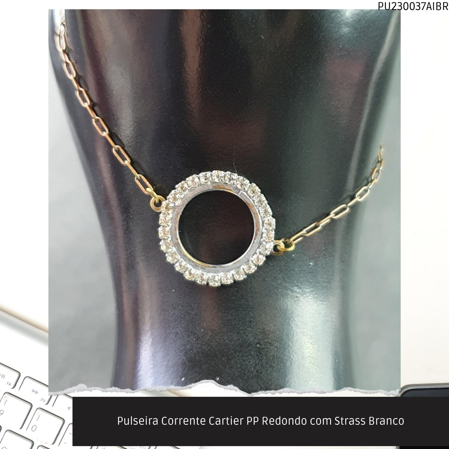 Pulseira Corrente Cartier PP Redondo com Strass Branco  - Código.: PU230037AIBR  - Peso.: 3.3 gr