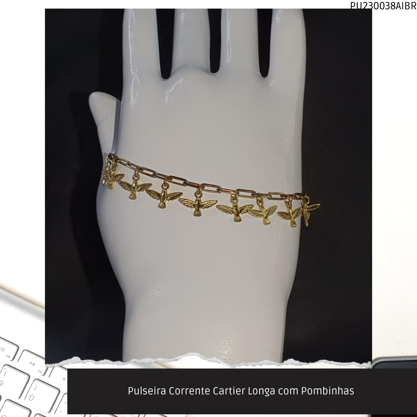 Pulseira Corrente Cartier Longa com Pombinhas   - Código.: PU230038AIBR  - Peso.: 5.2 gr
