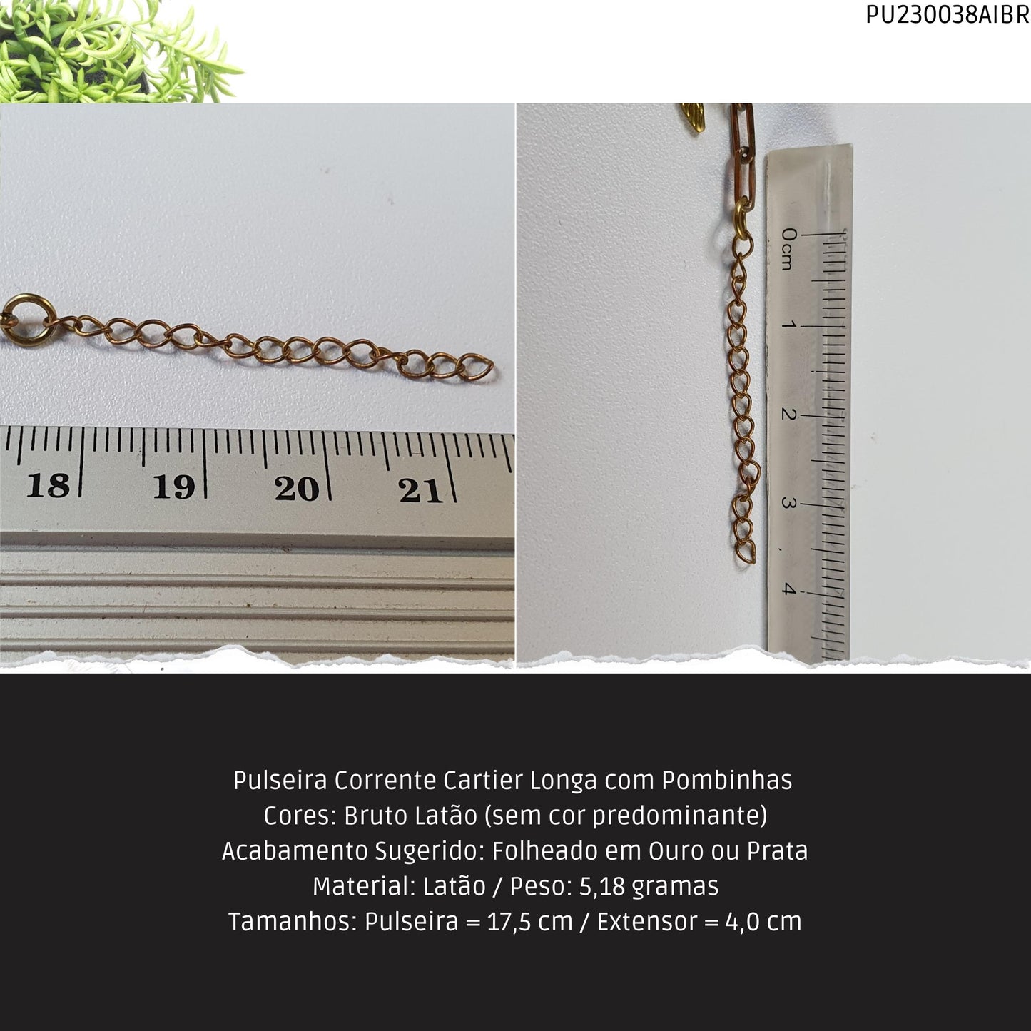 Pulseira Corrente Cartier Longa com Pombinhas   - Código.: PU230038AIBR  - Peso.: 5.2 gr