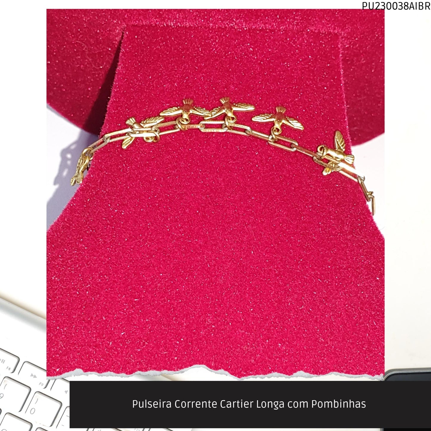 Pulseira Corrente Cartier Longa com Pombinhas   - Código.: PU230038AIBR  - Peso.: 5.2 gr