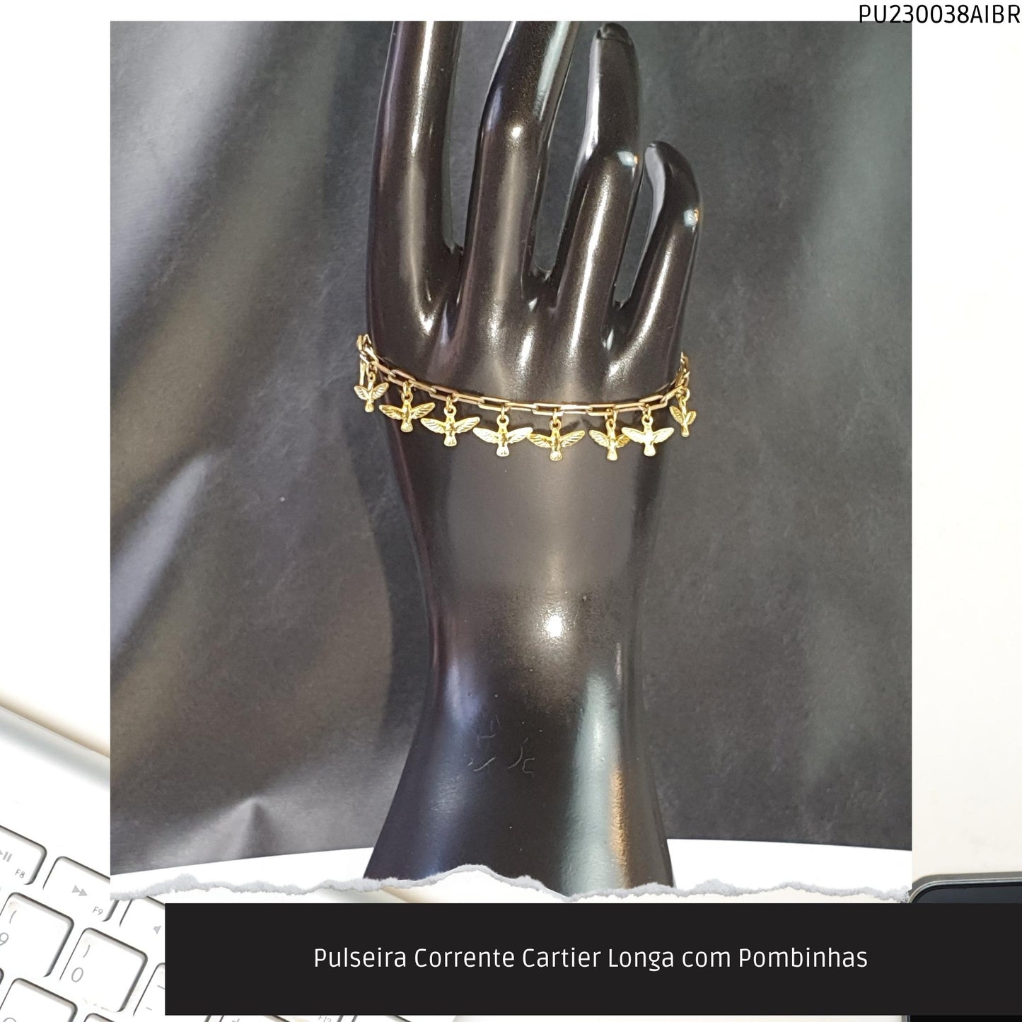 Pulseira Corrente Cartier Longa com Pombinhas   - Código.: PU230038AIBR  - Peso.: 5.2 gr
