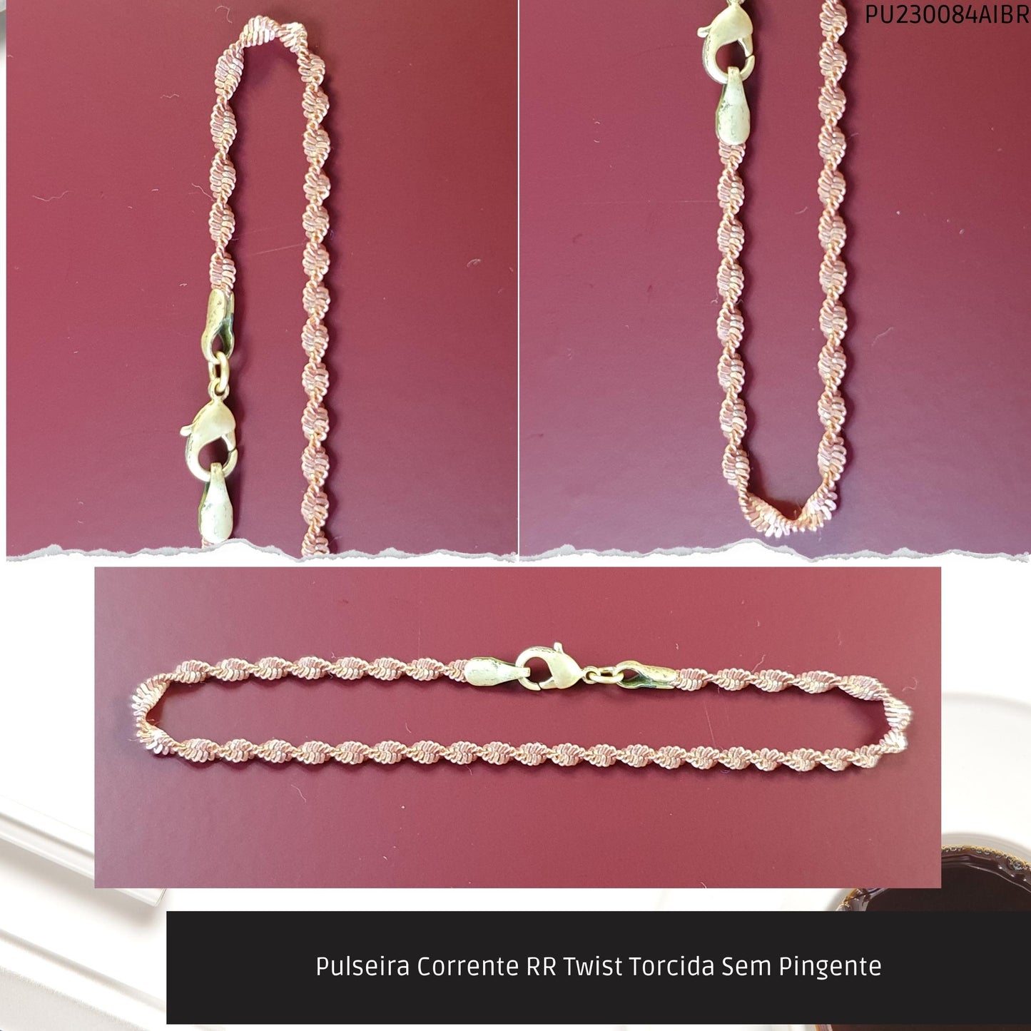 Pulseira Corrente RR Twist Torcida Sem Pingente  - Código.: PU230084AIBR  - Peso.: 2.6 gr
