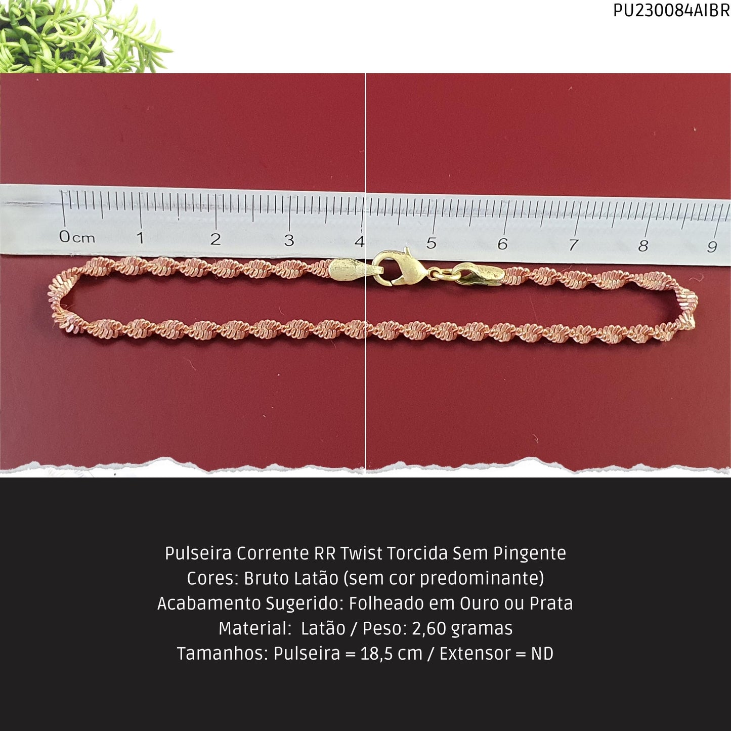 Pulseira Corrente RR Twist Torcida Sem Pingente  - Código.: PU230084AIBR  - Peso.: 2.6 gr