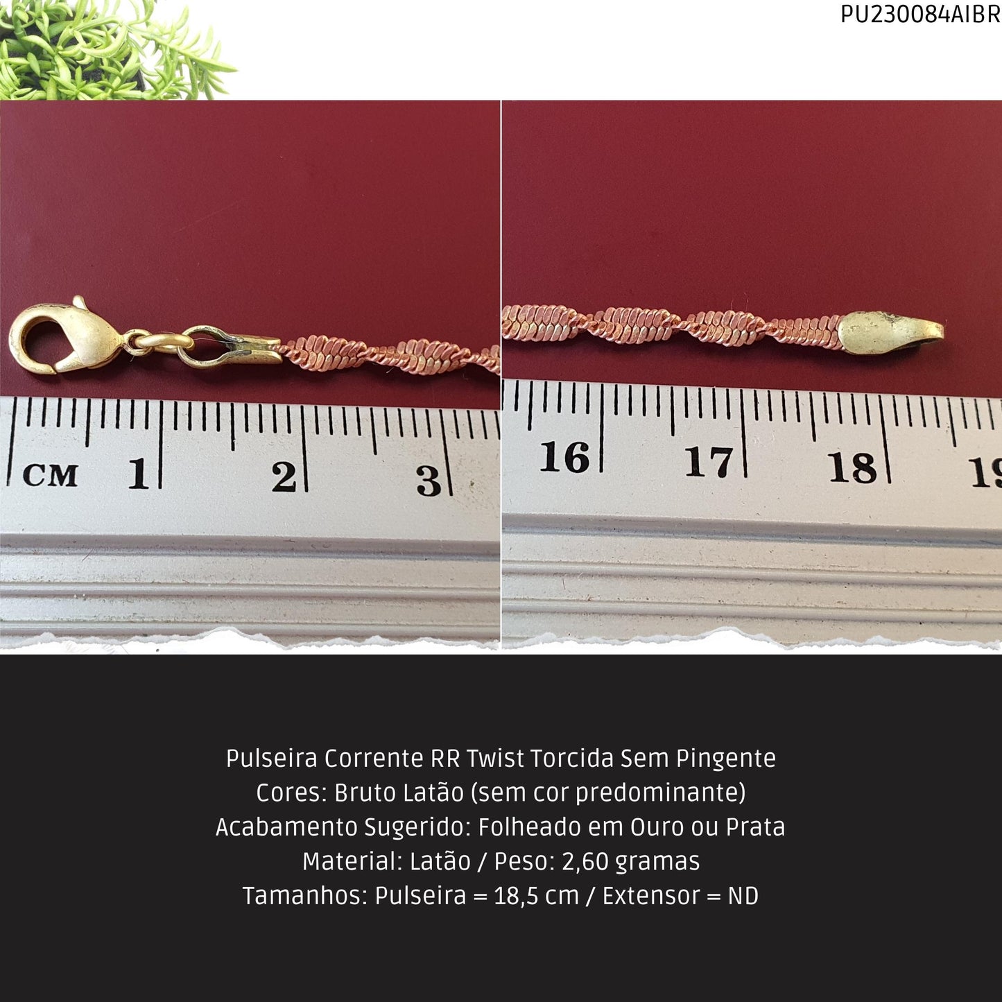 Pulseira Corrente RR Twist Torcida Sem Pingente  - Código.: PU230084AIBR  - Peso.: 2.6 gr