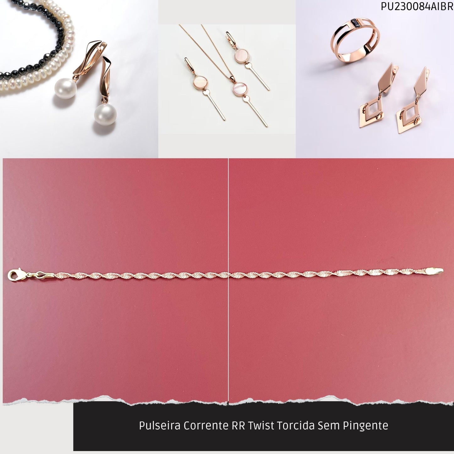 Pulseira Corrente RR Twist Torcida Sem Pingente  - Código.: PU230084AIBR  - Peso.: 2.6 gr