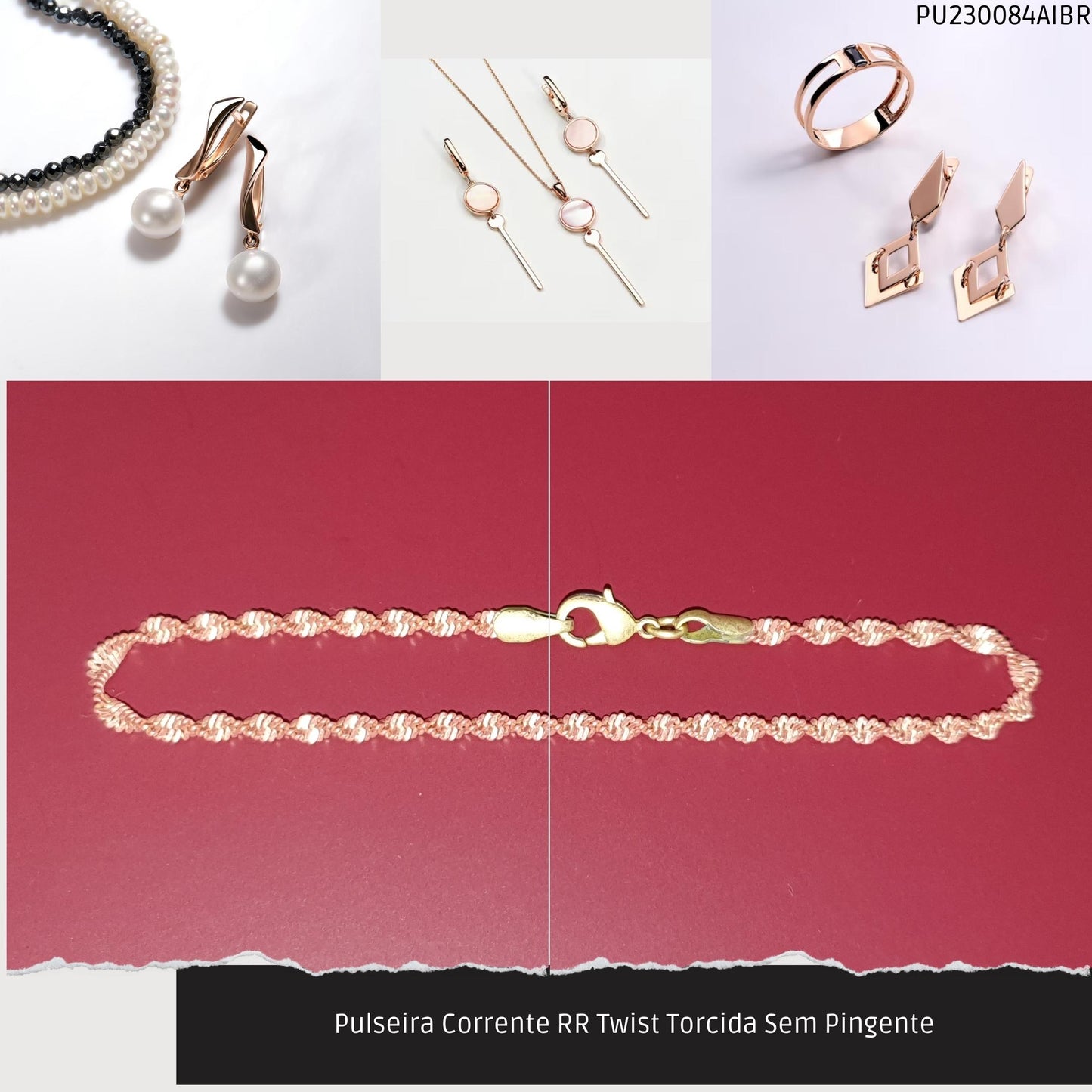 Pulseira Corrente RR Twist Torcida Sem Pingente  - Código.: PU230084AIBR  - Peso.: 2.6 gr