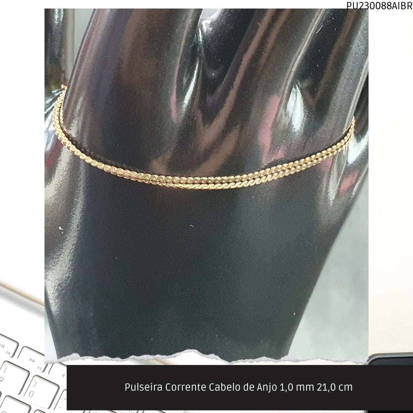 Pulseira Corrente Cabelo de Anjo 1.0 mm 21.0 cm   - Código.: PU230088AIBR  - Peso.: 1.7 gr