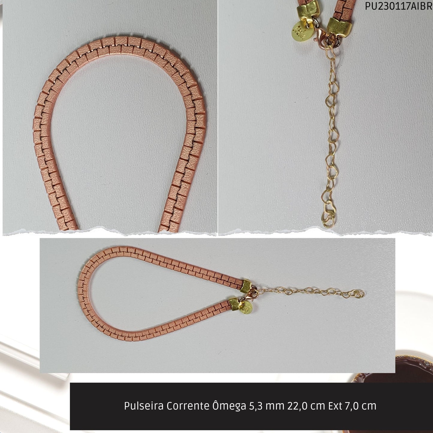Pulseira Corrente Ômega 5.3 mm 22.0 cm Ext 7.0 cm   - Código.: PU230117AIBR  - Peso.: 14.3 gr