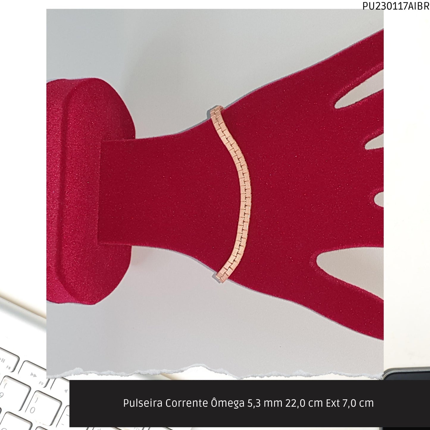 Pulseira Corrente Ômega 5.3 mm 22.0 cm Ext 7.0 cm   - Código.: PU230117AIBR  - Peso.: 14.3 gr