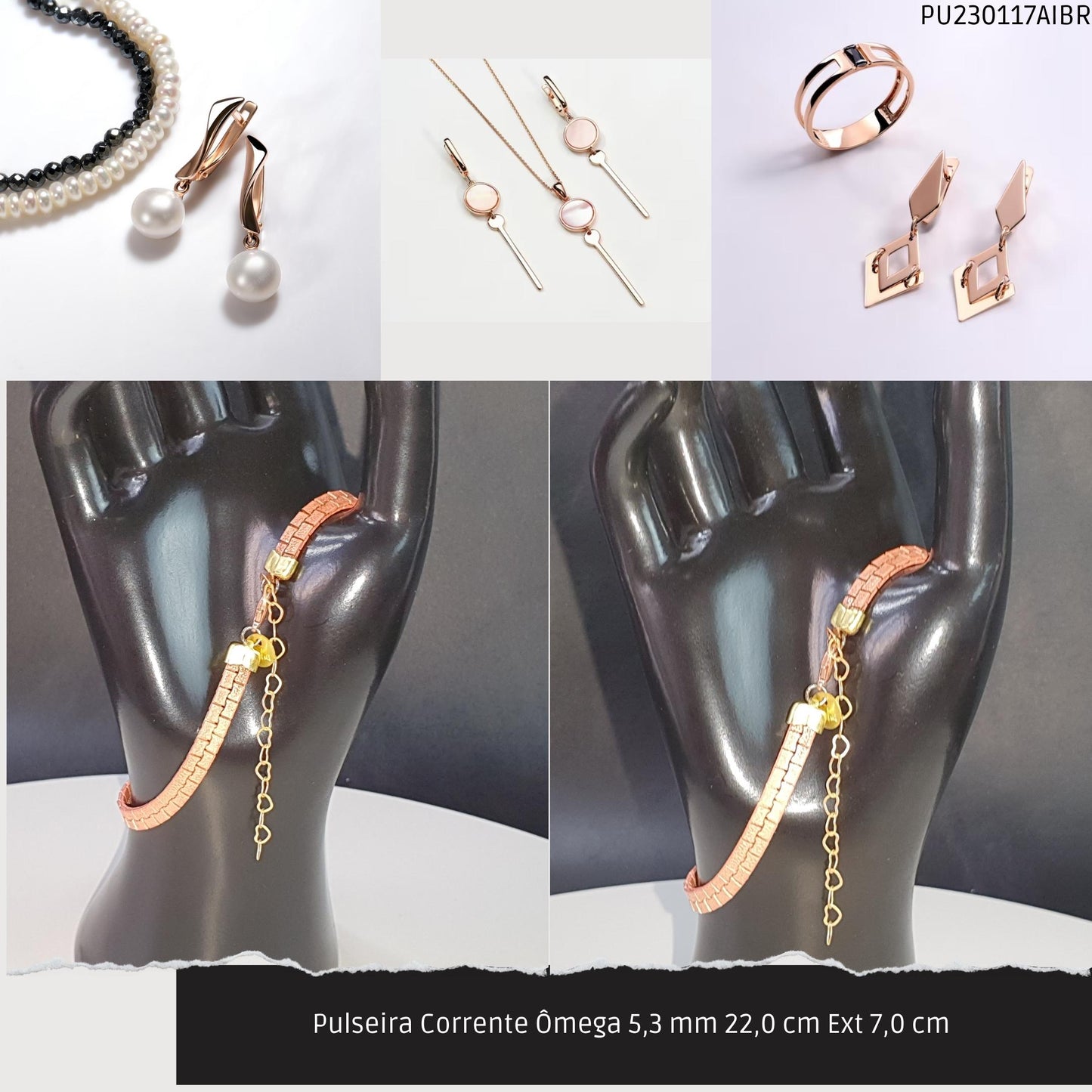 Pulseira Corrente Ômega 5.3 mm 22.0 cm Ext 7.0 cm   - Código.: PU230117AIBR  - Peso.: 14.3 gr