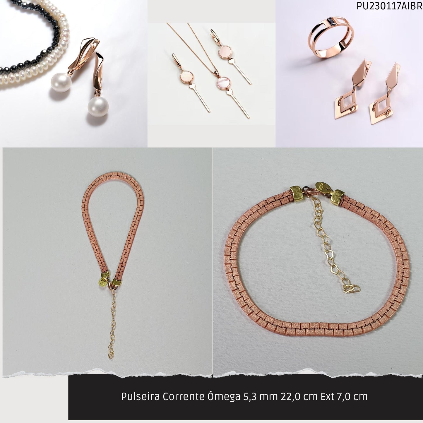 Pulseira Corrente Ômega 5.3 mm 22.0 cm Ext 7.0 cm   - Código.: PU230117AIBR  - Peso.: 14.3 gr