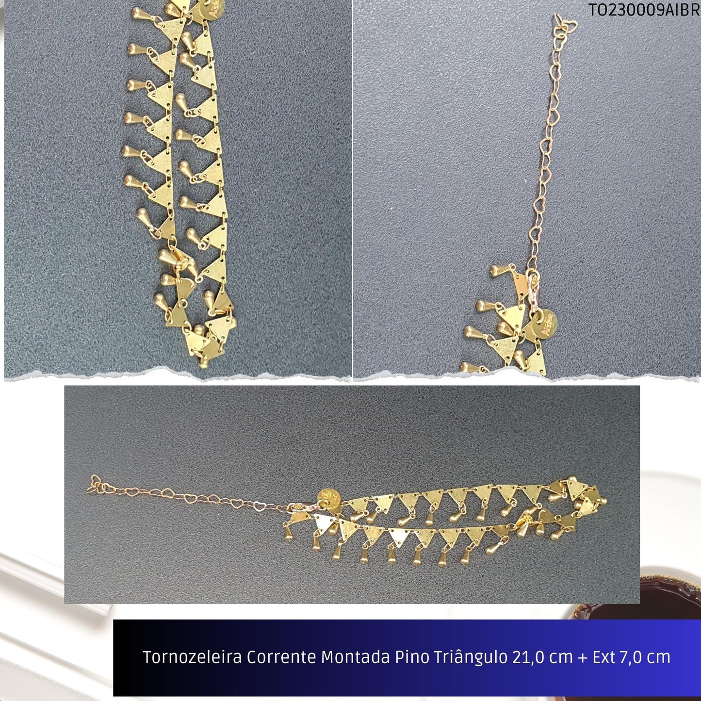 Tornozeleira Corrente Montada Pino Triângulo 21.0 cm + Ext 7.0 cm  - Código.: TO230009AIBR  - Peso.: 6.7 gr