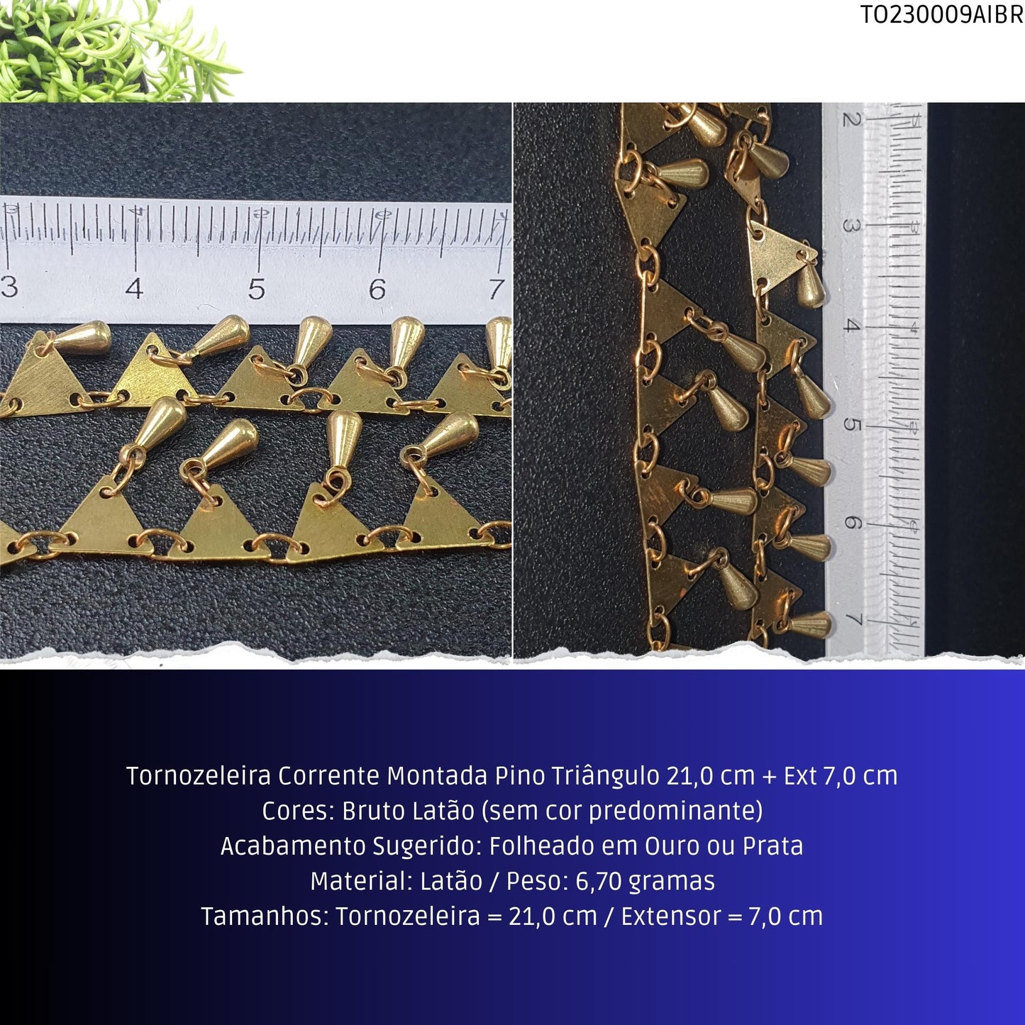 Tornozeleira Corrente Montada Pino Triângulo 21.0 cm + Ext 7.0 cm  - Código.: TO230009AIBR  - Peso.: 6.7 gr
