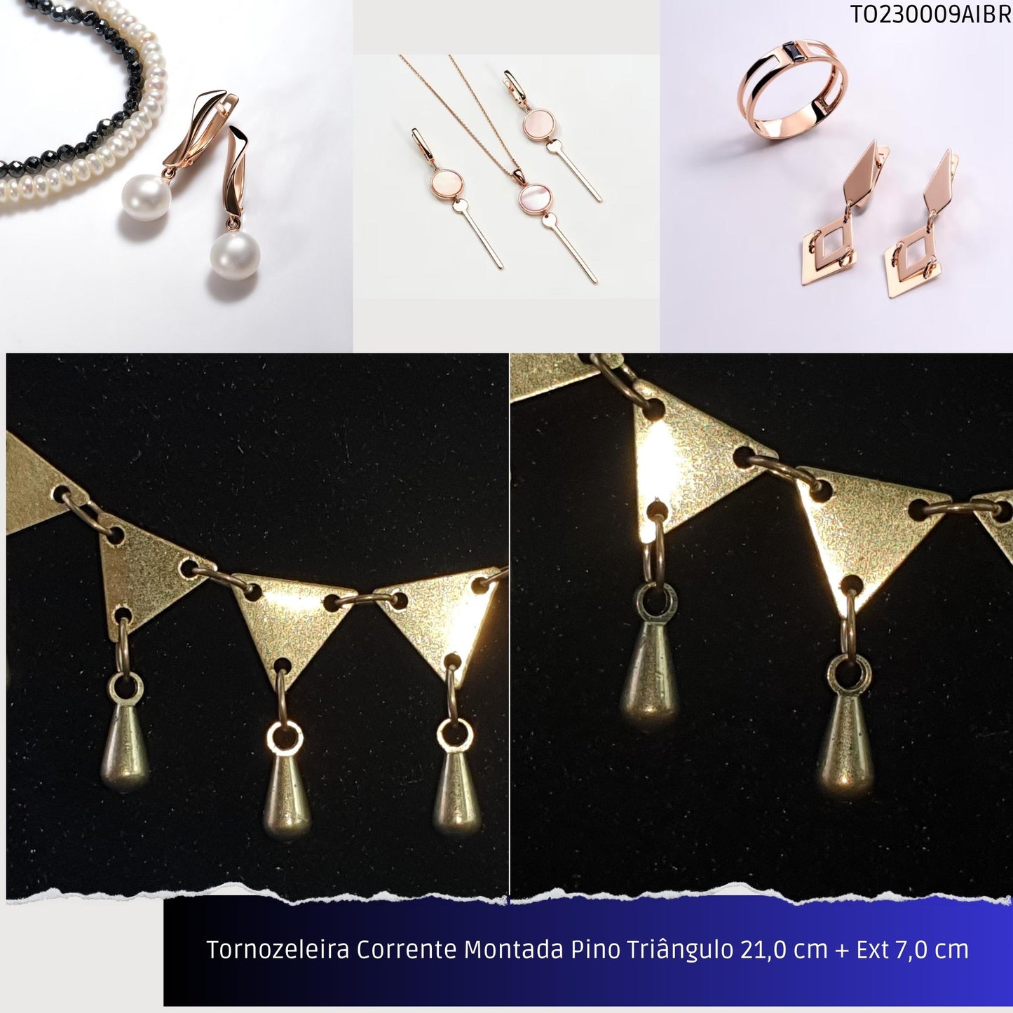 Tornozeleira Corrente Montada Pino Triângulo 21.0 cm + Ext 7.0 cm  - Código.: TO230009AIBR  - Peso.: 6.7 gr